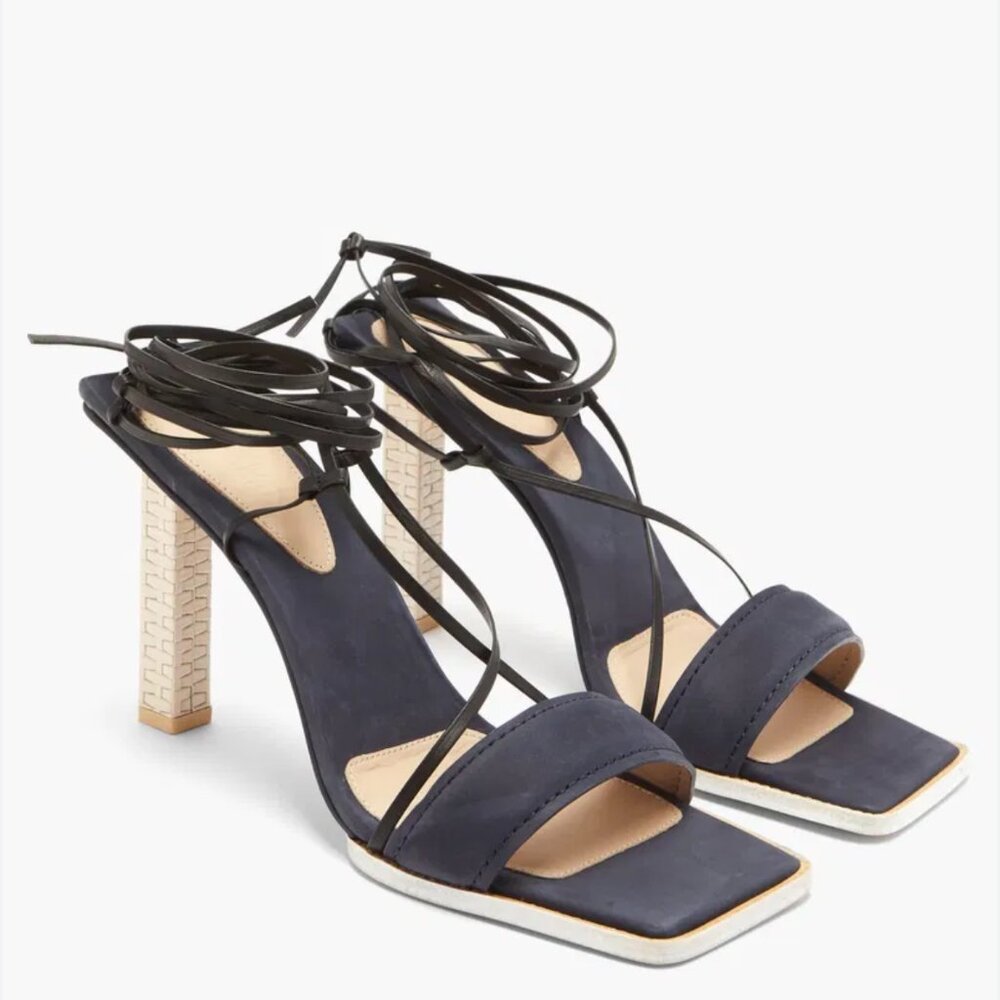 Jacquemus 'Adour' Strappy Heeled Sandals Navy Blue